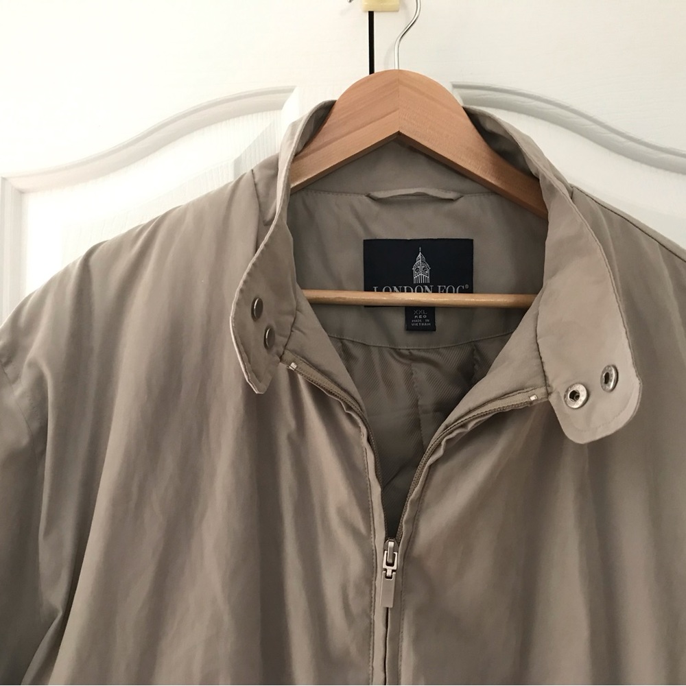 LONDON FOG Men’s Taupe Quilted Full Zip Bomber Jacket with Pockets Size …